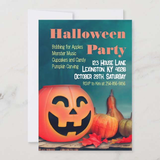 Invitación Niños y adultos de la fiesta de Halloween (Anverso)