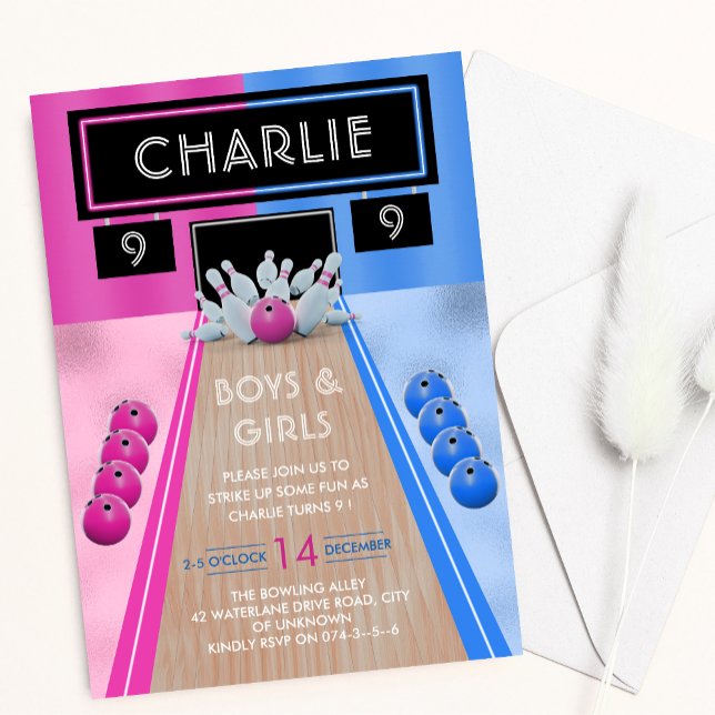 Invitación Niños y Niñas de la Bolera Cumpleaños (Subido por el creador)
