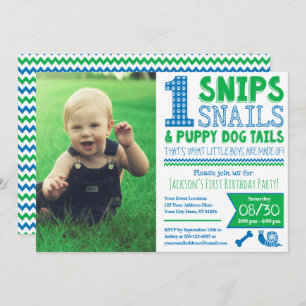 Invitación Nips, caracoles y cachorro en el primer cumpleaños