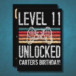 Invitación Nivel 11 Desbloqueado 11º cumpleaños personalizado