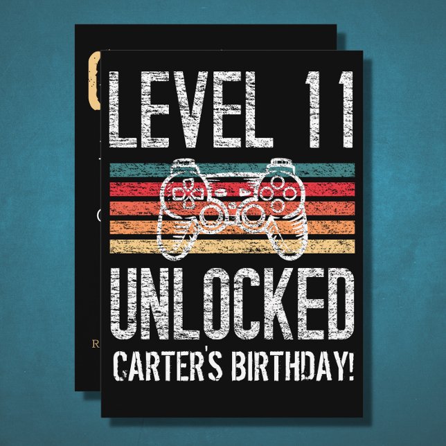 Invitación Nivel 11 Desbloqueado 11º cumpleaños personalizado (Subido por el creador)