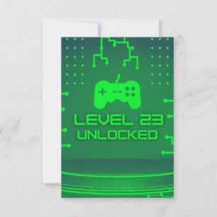 Invitación Nivel 23 Juegos desbloqueados 23 cumpleaños