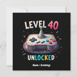 Invitación Nivel 40 Estilo de juego desbloqueado 40 cumpleaño