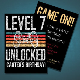 Invitación Nivel 7 Desbloqueado 7º cumpleaños personalizado