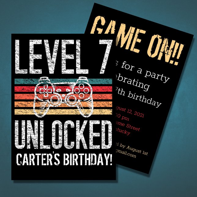 Invitación Nivel 7 Desbloqueado 7º cumpleaños personalizado (Subido por el creador)