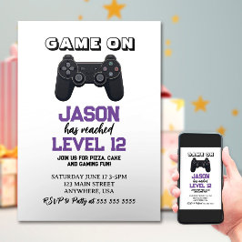 Invitación Nivel de videojuego arriba Cumpleaños Minimalista