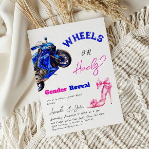 Invitación Niveles rosas azules o tacones Revelación de géner