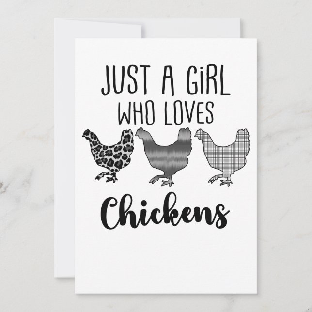 Invitación No 1/2, sólo un Chica que ama a las gallinas, grac (Anverso)