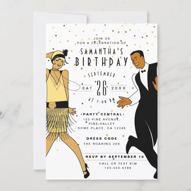 Diseño De Invitaciones De Cumpleaños Con Estilo Art Deco Gatsby