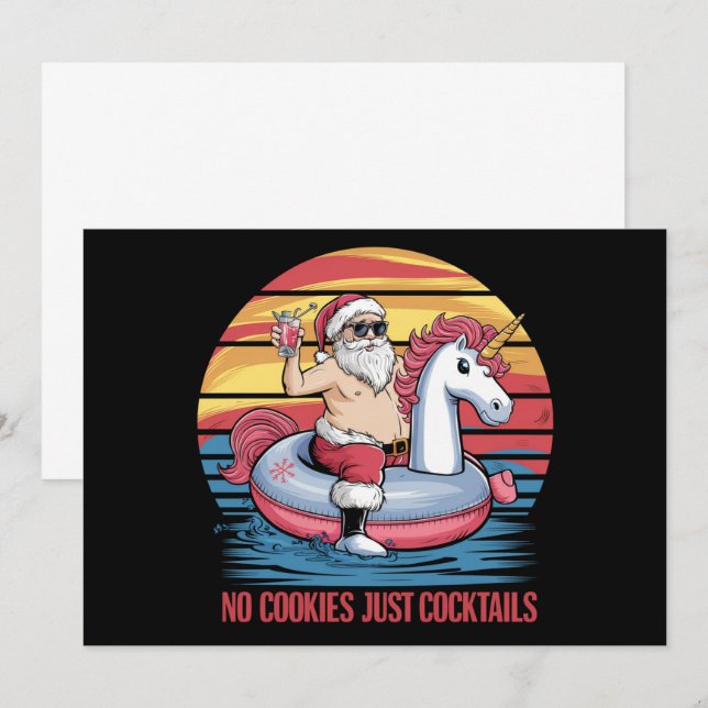 Invitación No Cookies Cocktails Santa Navidades En Nochebuena (Anverso / Reverso)