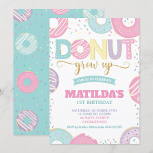Invitación No crezca Chica de cumpleaños, Fiesta de nogal
