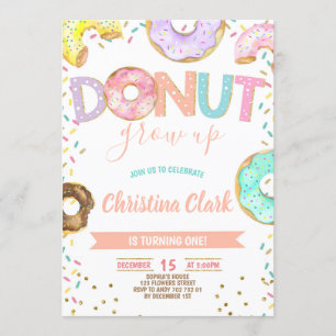 Invitación No crezca Chica rocie el cumpleaños de Confetti