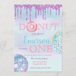 Invitación No, crezca. Donut Birthday Party