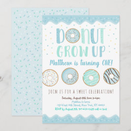 Invitación No crezca el cumpleaños del donut azul