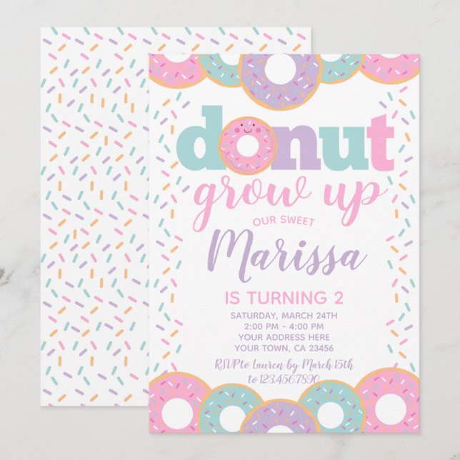 Invitación No crezcas Donut (Anverso / Reverso)