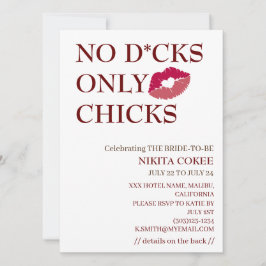 Invitación No D*cks Only Chicks Fin de Semana de Soltera Rúst