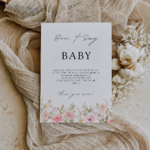 Invitación No digas juego de bebé, Rosa Rótulo de Baby Shower