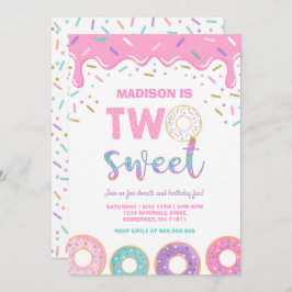 Invitación No dos dulces cumpleaños invitan a donut Fiesta ro