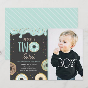 Invitación No dos dulces Pastel Azul segunda fiesta de cumple