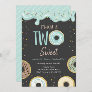 Invitación No dos dulces Pastel Azul segunda fiesta de cumple