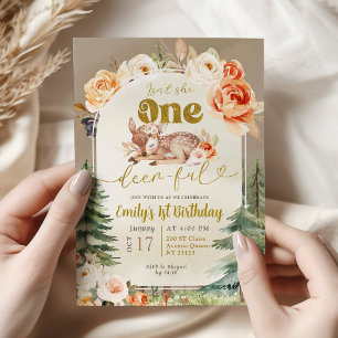Invitación ¿No es Chica del primer cumpleaños del Boho Bosque