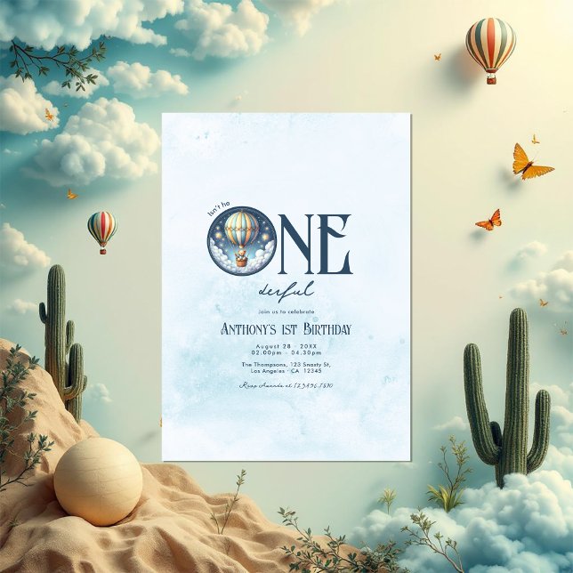 Invitación ¿No es él un maravilloso Fiesta de cumpleaños? (Isn’t He ONEderful 1st Birthday Party Invitation)