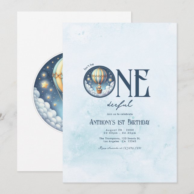 Invitación ¿No es él UNderful cumpleaños 1 (Anverso / Reverso)
