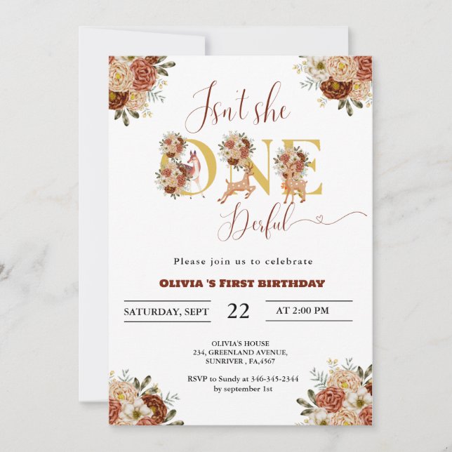 Invitación ¿No es ella la primera cumpleaños de un chica llen (Anverso)