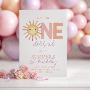 Invitación No Es Ella Onederful Cumpleaños Sol 1