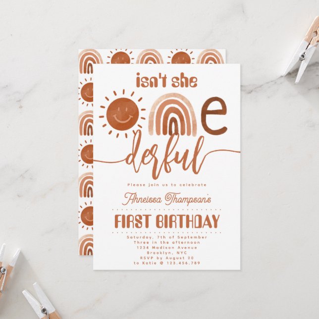 Invitación ¿No es maravilloso cumpleaños del sol arcoiris de  (Anverso/Reverso In Situ)
