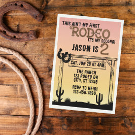 Invitación No Es Mi Primer Rodeo, 2do Cumpleaños Western