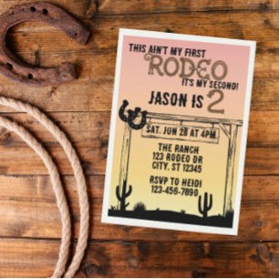 Invitación No Es Mi Primer Rodeo, 2do Cumpleaños Western