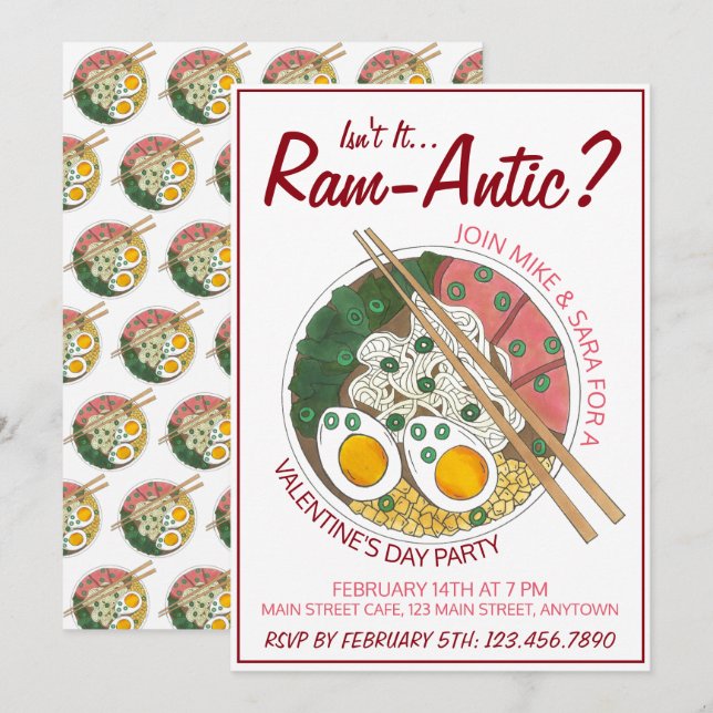 Invitación ¿No es un Día de San Valentín Ram-ántico (Romántic (Anverso / Reverso)
