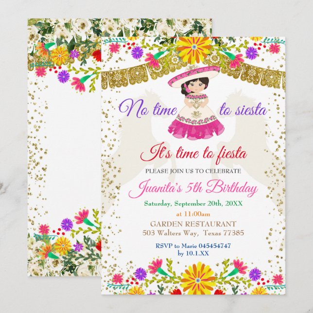 Invitación No hay tiempo para la siesta Fiesta de cumpleaños (Anverso / Reverso)