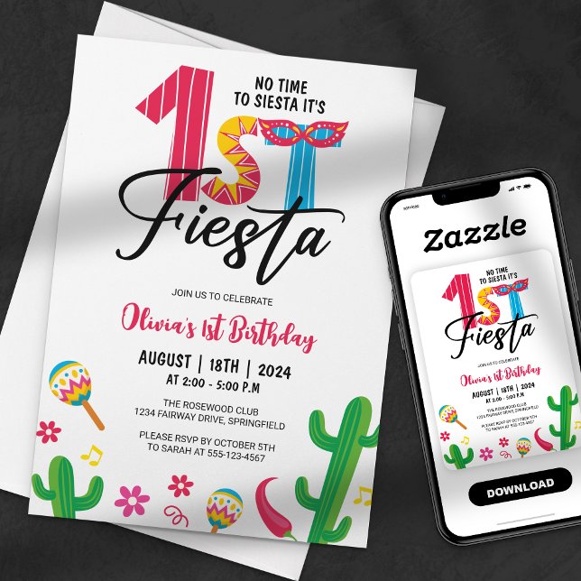 Invitación No Hay Tiempo Para Siesta Lindo Cumpleaños Fiesta  (Subido por el creador)