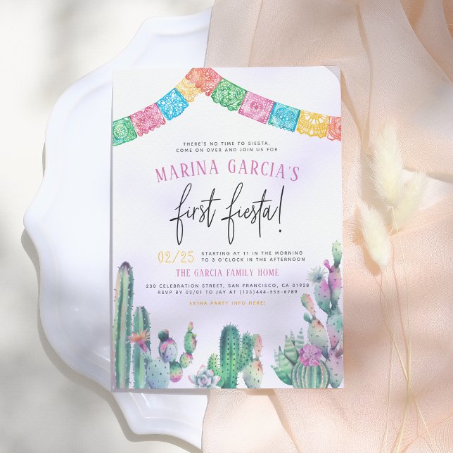 Invitación No Hay Tiempo Para Siesta Primer Fiesta Cute Chica (Subido por el creador)