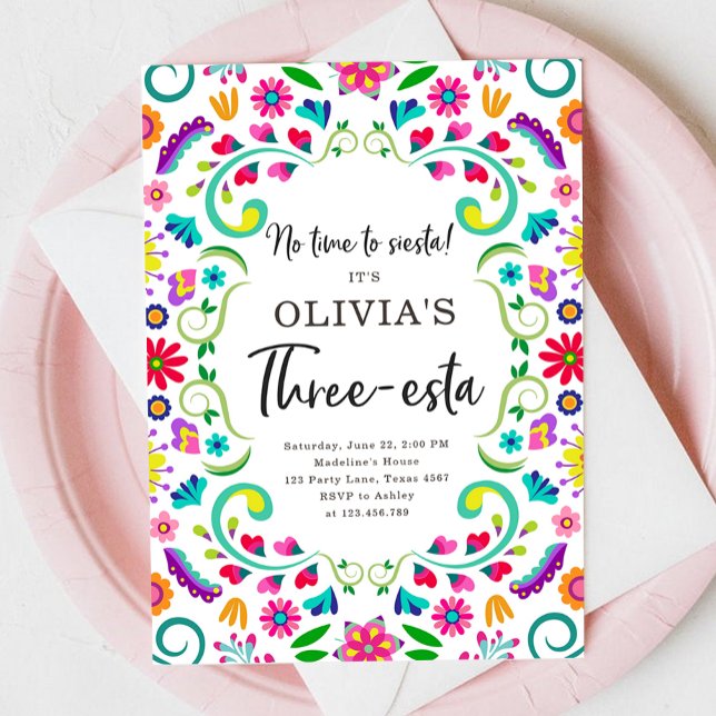 Invitación No Hay Tiempo Para Siesta Tercer Fiesta Chica Cump (Subido por el creador)