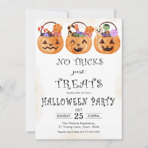 Invitación No hay trucos para tratar la fiesta de Halloween
