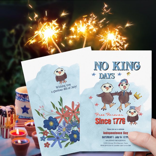 Invitación "No King Days" Patriotic Eagle Photo Back (No King Days_ Patriotic Eagle Photo Back Invitation)