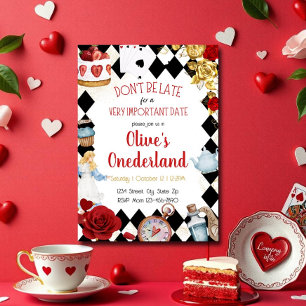 Invitación “No Llegues Tarde” Alice en ONEderland Primer Cump