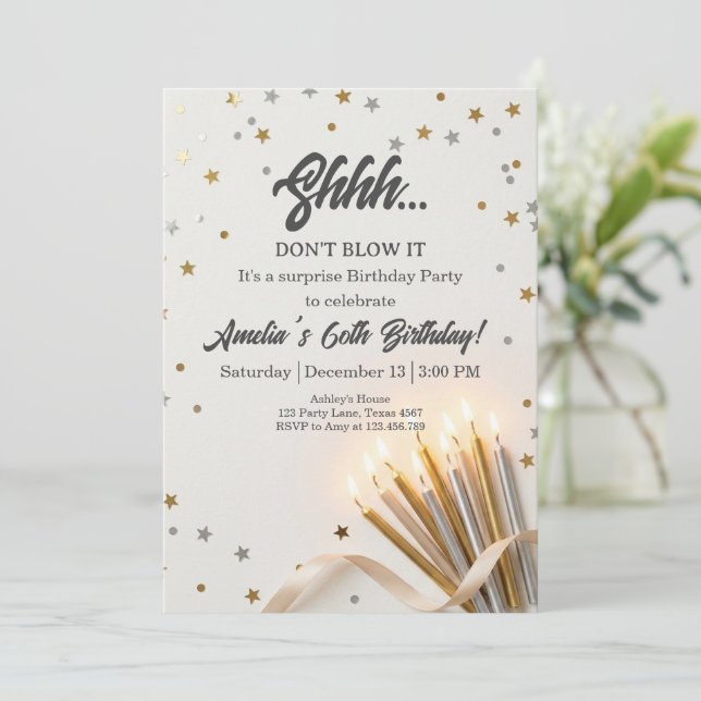Invitación No lo arruines Cumpleaños Sorpresa con Brillo Dora (Anverso de pie)