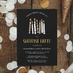 Invitación No lo soples, fiesta de cumpleaños sorpresa de Pur<br><div class="desc">Crea tu propio personalizado No soplar las invitaciones a la fiesta de cumpleaños sorpresa del Purpurina de oro de It con estas plantillas de Cali Graphics. Estas invitaciones incluyen velas adorables de color blanco y oro dibujadas a mano sobre un fondo negro. Personalizar estas invitaciones haciendo clic en "Personalizar" e...</div>
