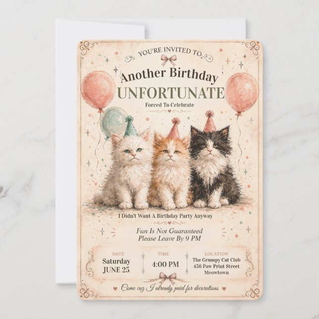 Invitación No Me Gusta Mi Fiesta De Cumpleaños (Anverso)