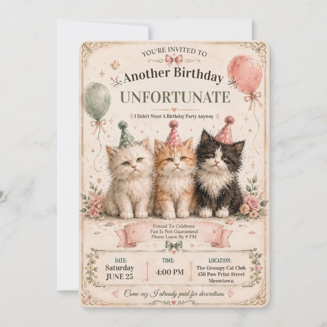 Invitación No Me Gusta Mi Fiesta De Cumpleaños (Anverso)