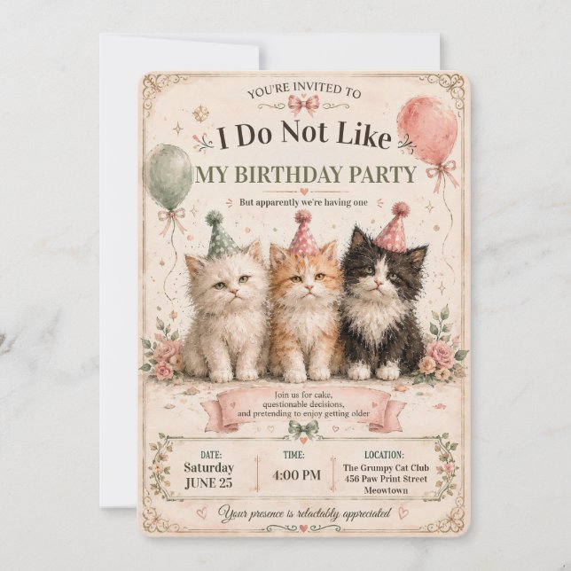 Invitación No Me Gusta Mi Fiesta De Cumpleaños (Anverso)