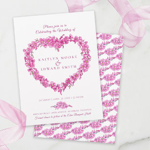 Invitación No me olvides arte corazón boda rosa blanco