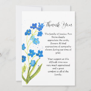 Invitación No me Olvides Azul Floral Funeral Muerte Gracias