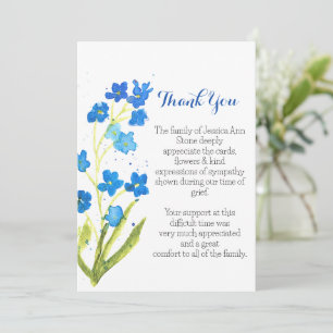 Invitación No me Olvides Azul Floral Funeral Muerte Gracias