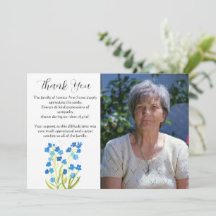 Invitación No me Olvides Floral Funeral Muerte Gracias 