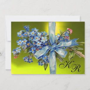 Invitación NO ME OLVIDES MONOGRAMA FIESTA DE BODAS azul amari